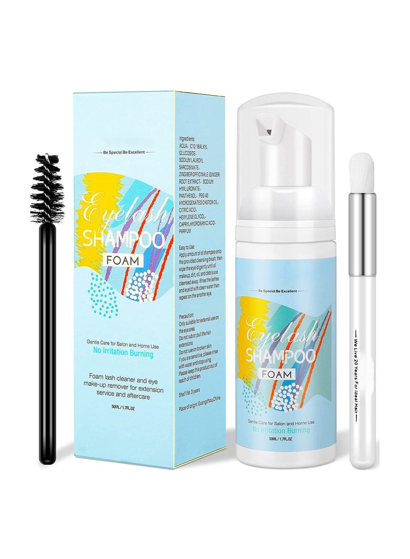 SYOSI Eyelash Extension Cleanser, Eyelash Shampoo Cleaner, Lash Shampoo for Extensions, Eyelash Foam Cleanser with Lash Shampoo, Eyelash Shampoo for Eyelash Extension, Eyelash Brush for Home and Salon  - Image 1