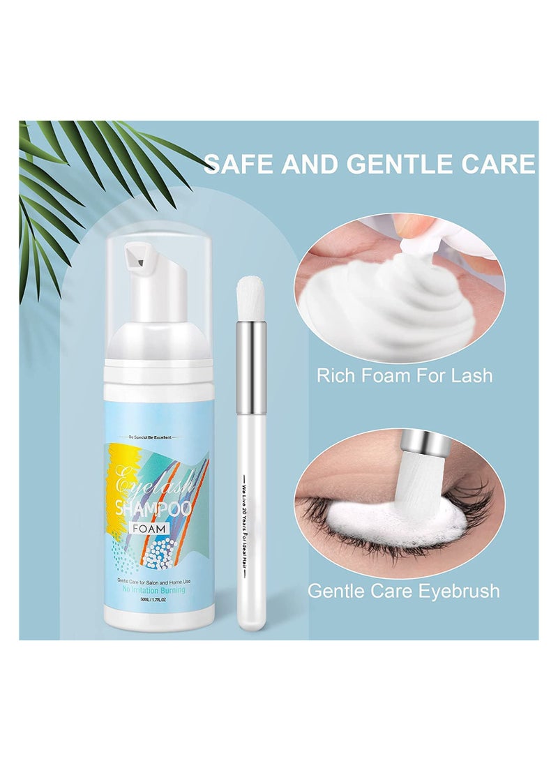 SYOSI Eyelash Extension Cleanser, Eyelash Shampoo Cleaner, Lash Shampoo for Extensions, Eyelash Foam Cleanser with Lash Shampoo, Eyelash Shampoo for Eyelash Extension, Eyelash Brush for Home and Salon  - Image 2