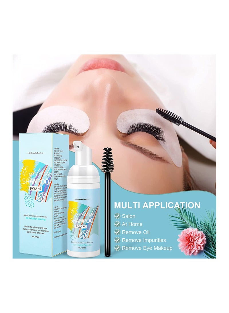 SYOSI Eyelash Extension Cleanser, Eyelash Shampoo Cleaner, Lash Shampoo for Extensions, Eyelash Foam Cleanser with Lash Shampoo, Eyelash Shampoo for Eyelash Extension, Eyelash Brush for Home and Salon  - Image 4