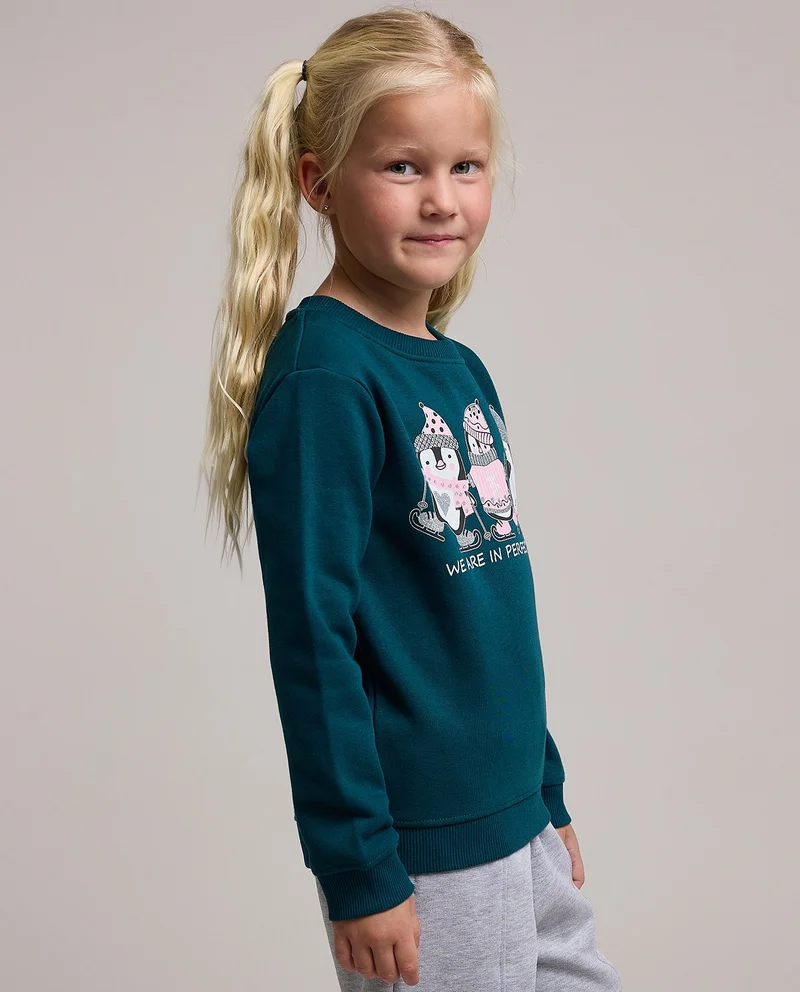 أر أند بي Printed Sweatshirt with Crew Neck and Long Sleeves