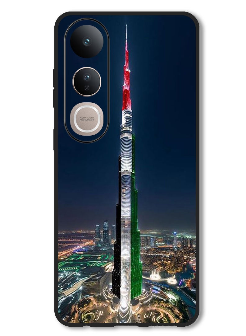 Theodor Case Compatible with Vivo V50 Lite Protection Shockproof Bumper Cover Burj Khalifa UAE Flag - Image 1