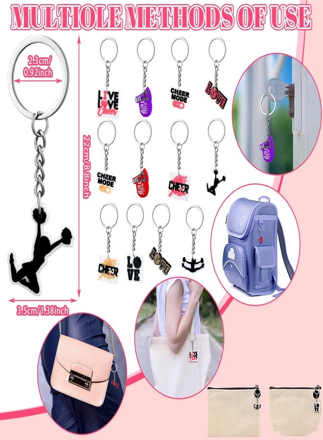 Sureio 48 Pcs Cheerleader Gifts Kit Cheer Stuff Bulk for Team, 24 Pcs Keychain and 24 Pcs Cheer Charms Bracelets Cheerleading Accessories Party Favors for Women Girls Teammates - Image 3