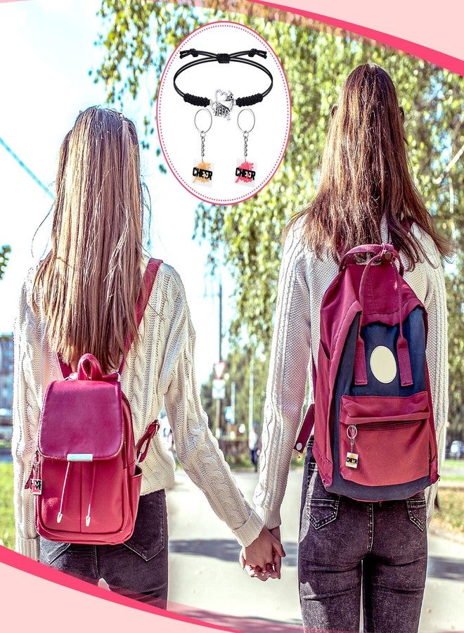 Sureio 48 Pcs Cheerleader Gifts Kit Cheer Stuff Bulk for Team, 24 Pcs Keychain and 24 Pcs Cheer Charms Bracelets Cheerleading Accessories Party Favors for Women Girls Teammates - Image 5