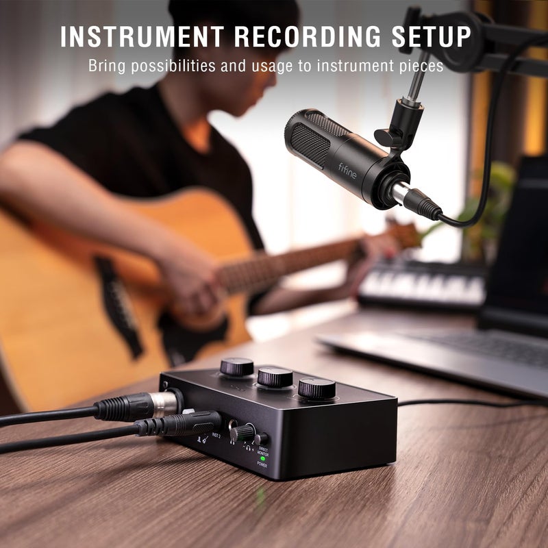 FIFINE Podcast Equipment Bundle Set, Music Recording Kit with Studio Dynamic Microphone and USB Audio Mixer with XLR Mic Input, Headphone Monitoring, Volume Knob for Vocal/Voice Over-AmpliTank KS6 - Image 3