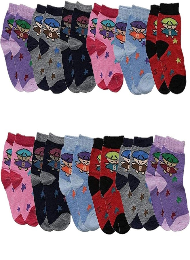 Malvina Kids|Boy|Girl's Excellence Printed Cotton Socks Pack of 12 (Multicolor, 4-5 Yrs) - Image 1