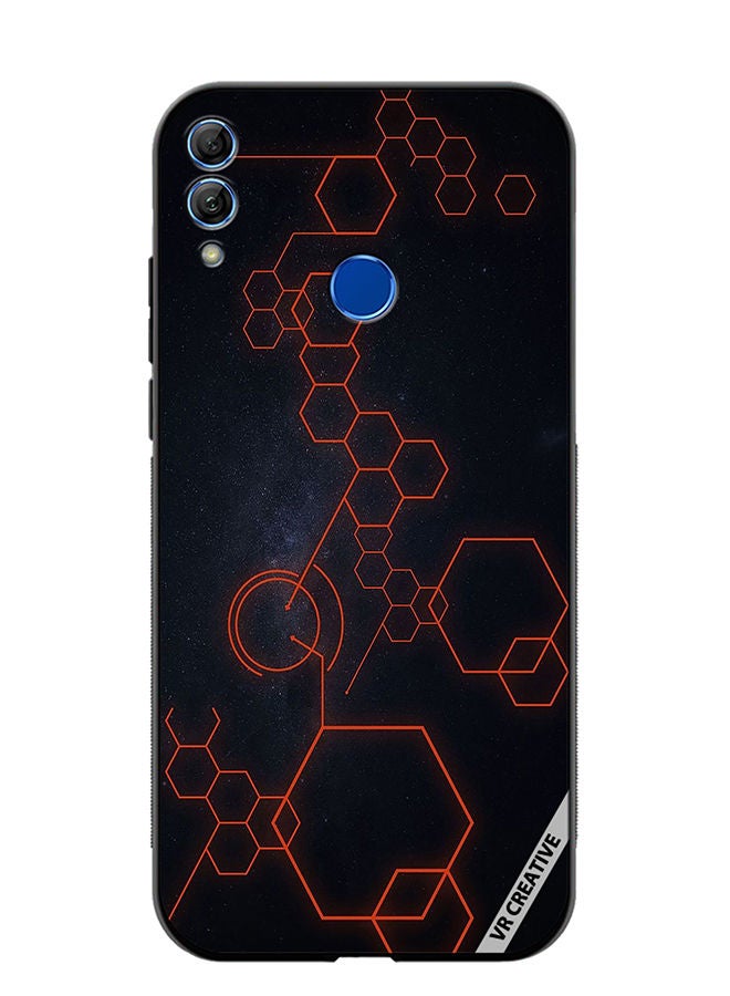 Protective Case Cover For Honor 10 Lite Abstract Hexagon Design Multicolour