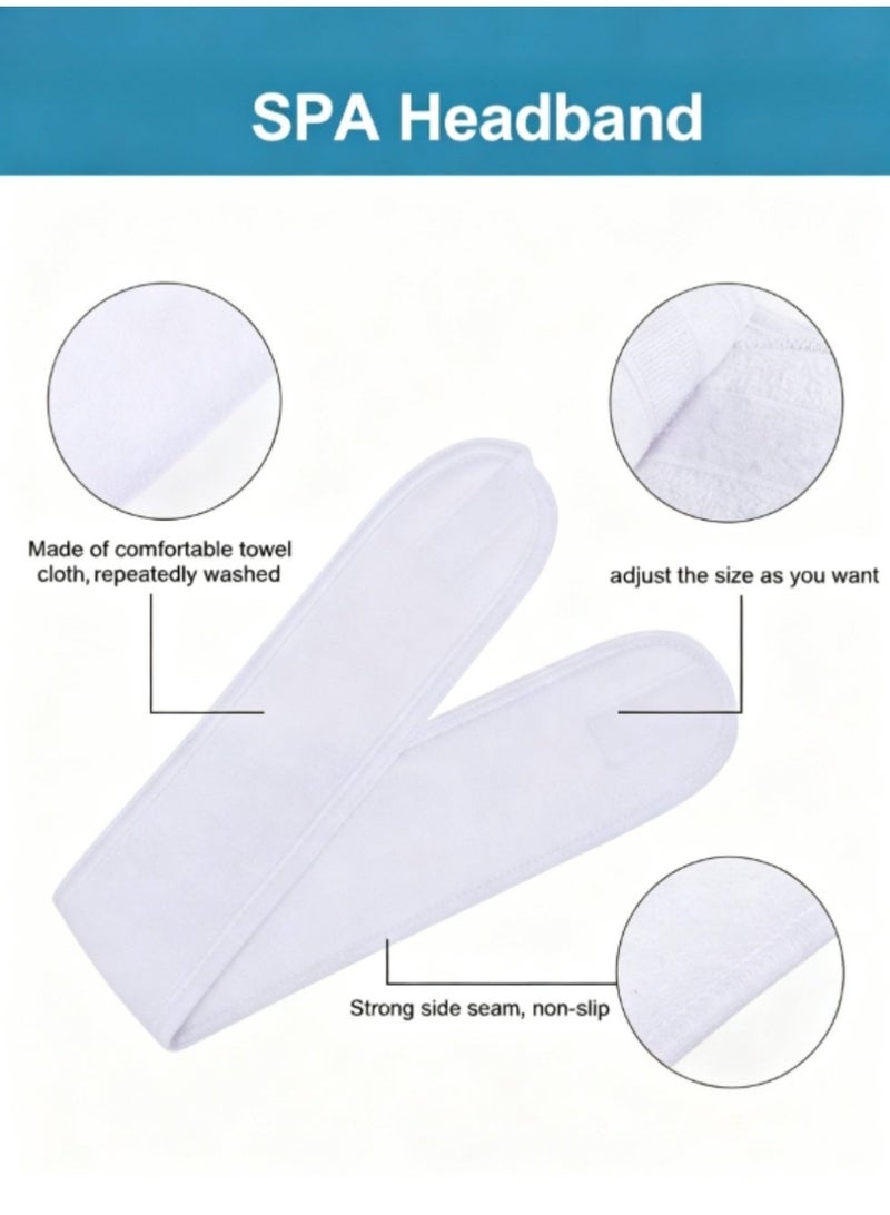 jaexest 4-Pack Skincare Headband – Anti-Slip Towel Cloth Stretch Sweatband for Women | Soft Hair Band for Makeup Application & Facial Treatments – White - Image 3