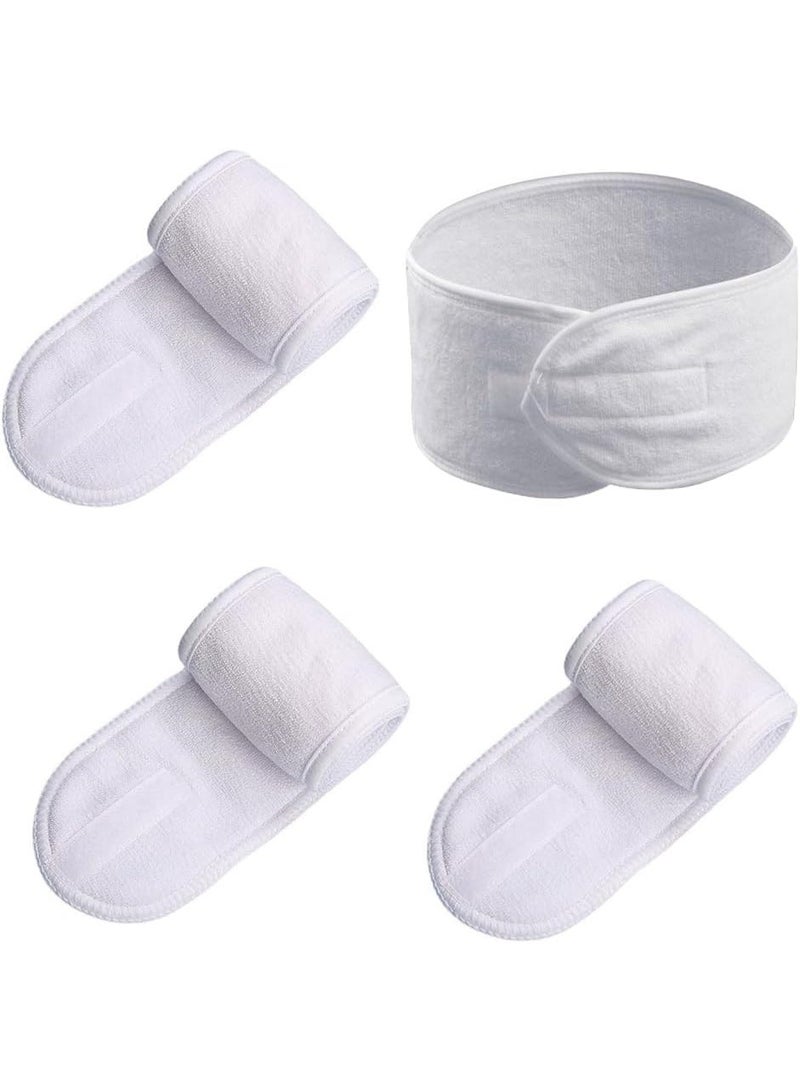 jaexest 4-Pack Skincare Headband – Anti-Slip Towel Cloth Stretch Sweatband for Women | Soft Hair Band for Makeup Application & Facial Treatments – White - Image 4