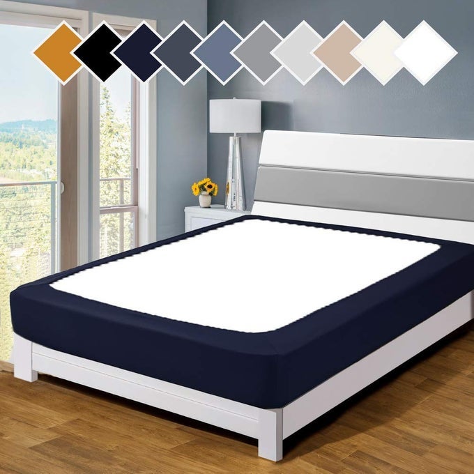 PREMIUM BOX SPRING COVER UPDATE BED SKIRT WRAP AROUND COVER MATTRESS COVER NAVY BLUE FULLFULL XL