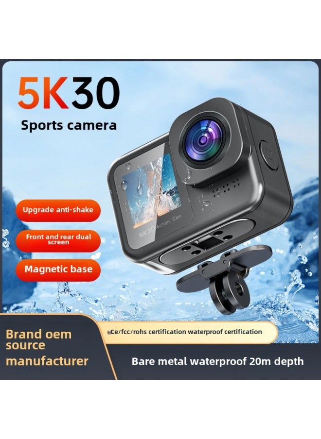 Generic Private Model Bare Metal Waterproof Camera Dv Riding Anti-shake Vlog Recorder Wireless Remote Control 5K Sports Camera-Color:4k60+ Waterproof Body 20m + Built-in Anti-shake Gyroscope + Front And Rear Dual Screens  - Image 2