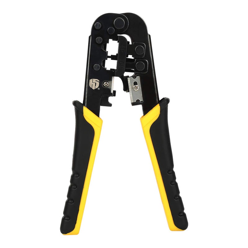 Uvital Dual-Modular Network Cable Cutting Stripping Crimper, Cat 5 Stripper Crimping Tool RJ45 RJ12 RJ11 8P/6P Connectors Hand Tools for Cuts, Strips, and Crimps 2 type of plugs in 1 - Image 1