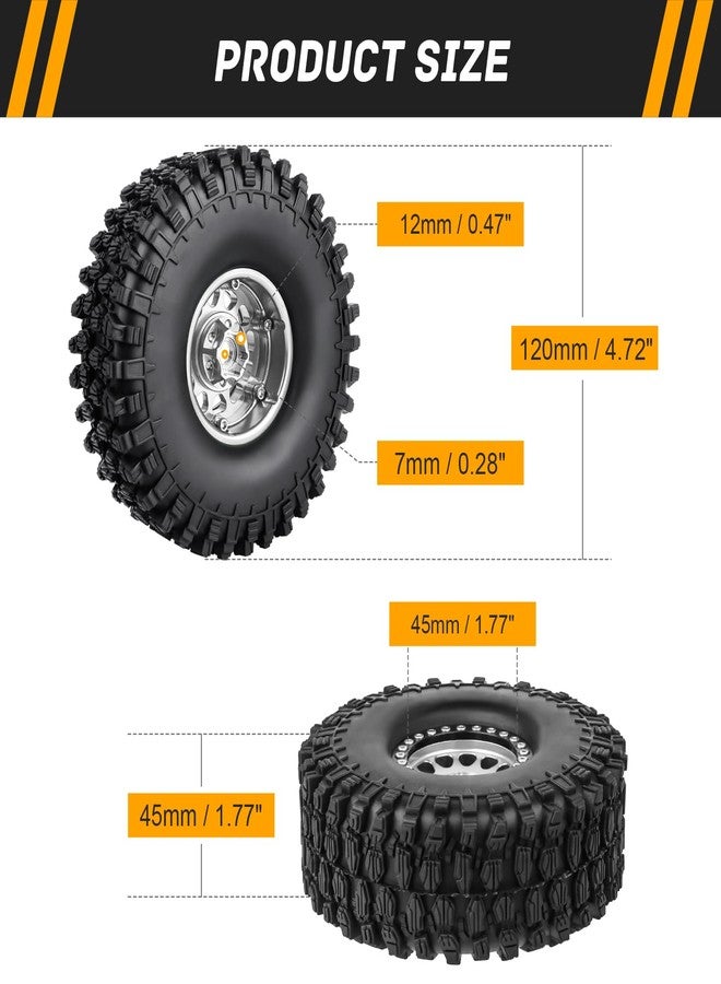 CrazyHobby Aluminum 1.9 Beadlock Wheels and Tires for Traxxas TRX4 Axial SCX10 II III RR10 Wraith Redcat Gen 8 Gen 7 RC4WD 1/10 Scale RC Crawler Rocks Mud(Color 4) - Image 2