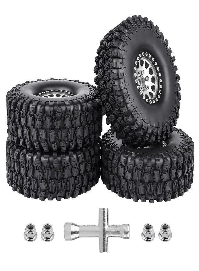 CrazyHobby Aluminum 1.9 Beadlock Wheels and Tires for Traxxas TRX4 Axial SCX10 II III RR10 Wraith Redcat Gen 8 Gen 7 RC4WD 1/10 Scale RC Crawler Rocks Mud(Color 4) - Image 1