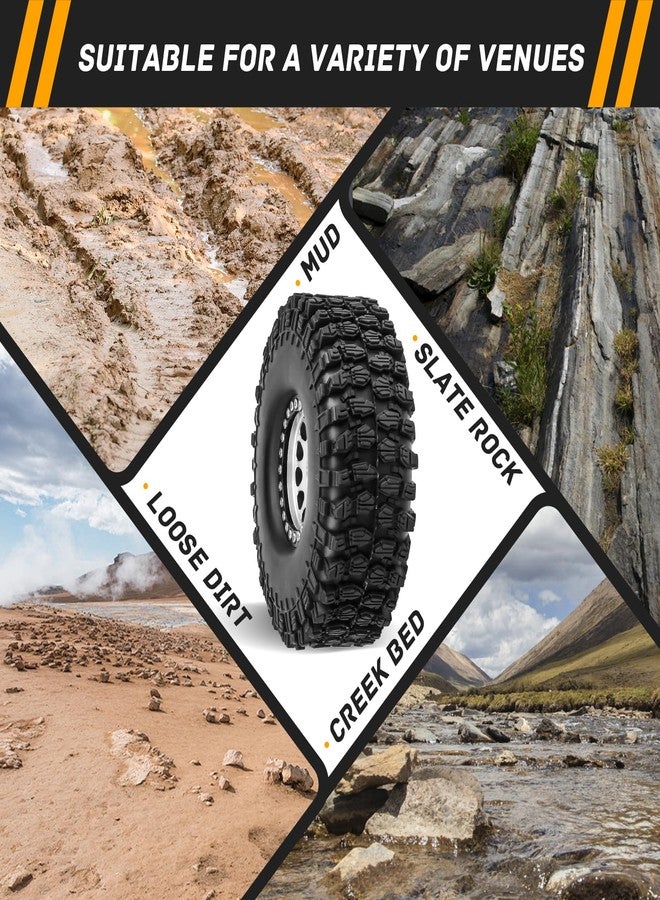 CrazyHobby Aluminum 1.9 Beadlock Wheels and Tires for Traxxas TRX4 Axial SCX10 II III RR10 Wraith Redcat Gen 8 Gen 7 RC4WD 1/10 Scale RC Crawler Rocks Mud(Color 4) - Image 5