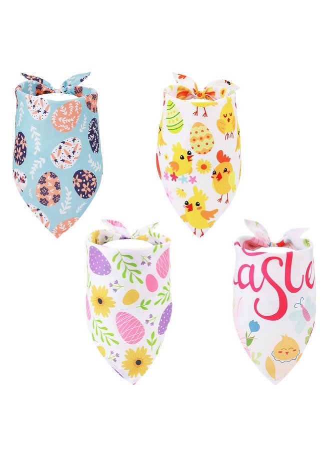 PEUTIER PEUTIER 4pcs Easter Dog Bandana, Rabbit Easter Egg Pattern Easter Dog Scarf Triangle Bibs Pet Kerchief Bandana for Dogs Cats Holiday Festival, Medium, as shown in the picture  - Image 1