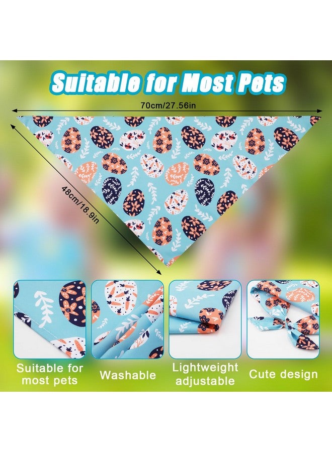 PEUTIER PEUTIER 4pcs Easter Dog Bandana, Rabbit Easter Egg Pattern Easter Dog Scarf Triangle Bibs Pet Kerchief Bandana for Dogs Cats Holiday Festival, Medium, as shown in the picture  - Image 2