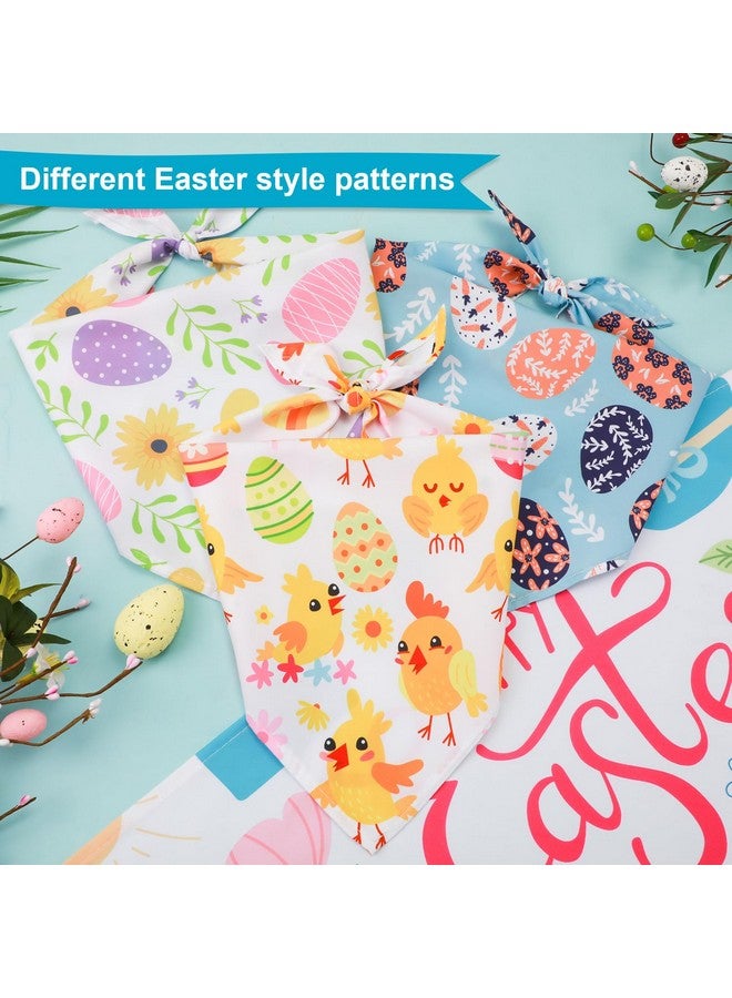 PEUTIER PEUTIER 4pcs Easter Dog Bandana, Rabbit Easter Egg Pattern Easter Dog Scarf Triangle Bibs Pet Kerchief Bandana for Dogs Cats Holiday Festival, Medium, as shown in the picture  - Image 5