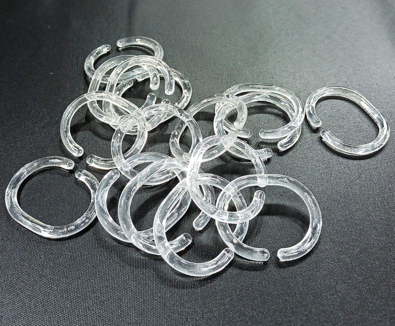 FAPBADRI FAPBADRI Transparent Shower Curtain Rings - Plastic 24 Pieces  - Image 1