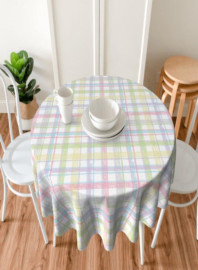 Aytipun Spring Easter Tablecloth Round 70 Inch Pastel Plaid Colorful Checkered Print Holiday Circular Table Cloth Seasonal Farmhouse for Indoor Party Kitchen Dinner Picnic Tabletop Decor - Image 4