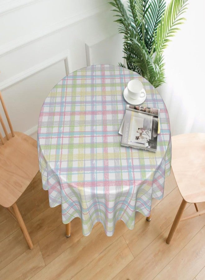 Aytipun Spring Easter Tablecloth Round 70 Inch Pastel Plaid Colorful Checkered Print Holiday Circular Table Cloth Seasonal Farmhouse for Indoor Party Kitchen Dinner Picnic Tabletop Decor - Image 2
