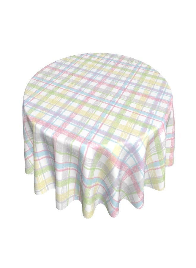 Aytipun Spring Easter Tablecloth Round 70 Inch Pastel Plaid Colorful Checkered Print Holiday Circular Table Cloth Seasonal Farmhouse for Indoor Party Kitchen Dinner Picnic Tabletop Decor - Image 1