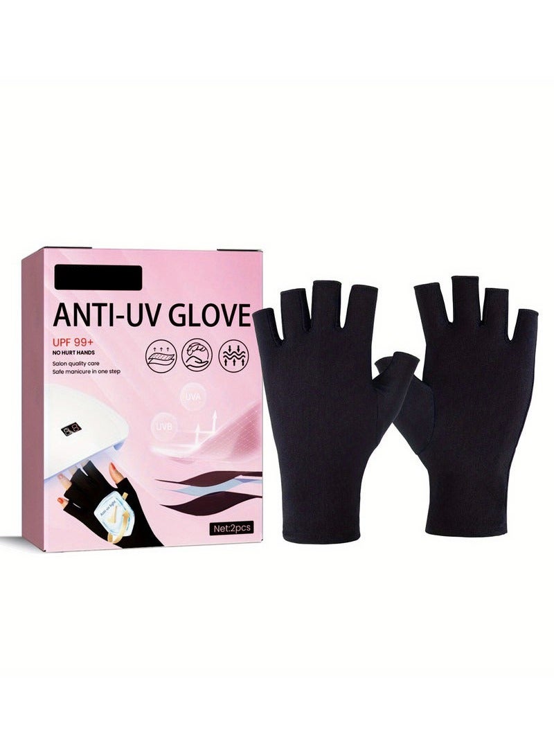إيلهو UV Gloves For Gel Nail Lamp, Professional UV Protection Gloves For Manicures, Nail Art Skin Care Fingerless Anti UV Glove Protect Hands From UV Harm - Image 1