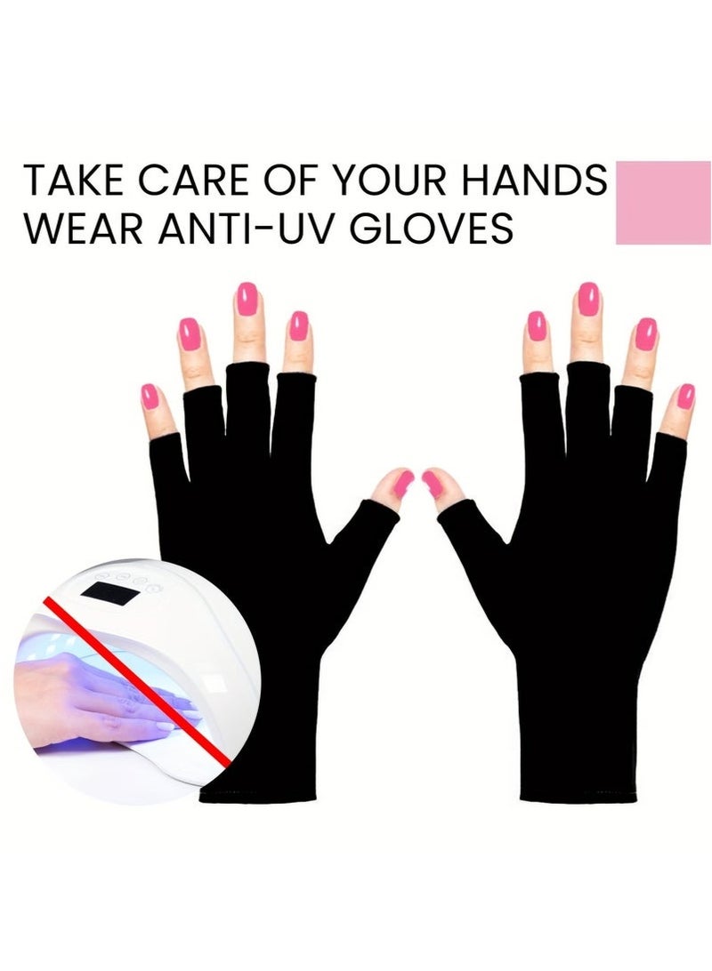 إيلهو UV Gloves For Gel Nail Lamp, Professional UV Protection Gloves For Manicures, Nail Art Skin Care Fingerless Anti UV Glove Protect Hands From UV Harm - Image 2
