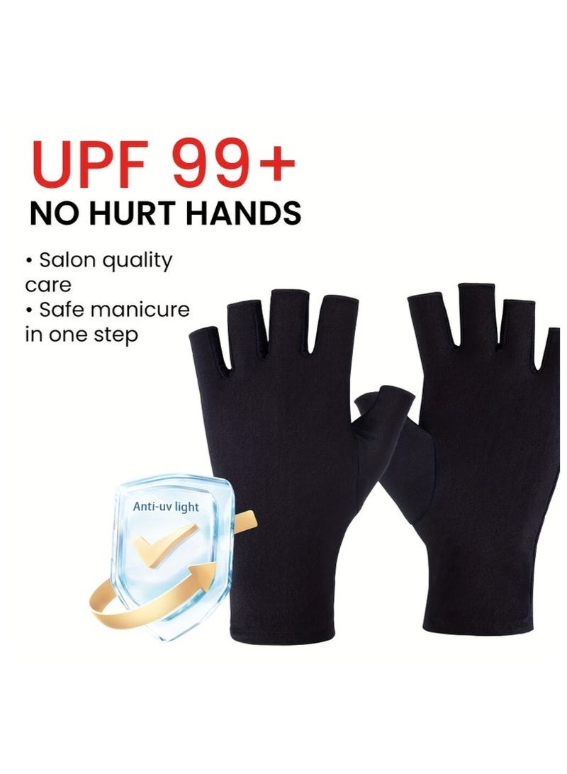 إيلهو UV Gloves For Gel Nail Lamp, Professional UV Protection Gloves For Manicures, Nail Art Skin Care Fingerless Anti UV Glove Protect Hands From UV Harm - Image 3
