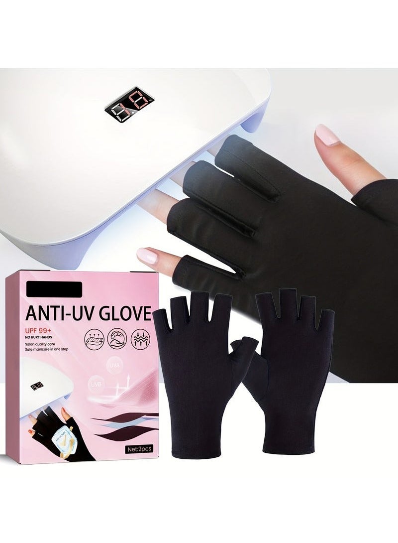 إيلهو UV Gloves For Gel Nail Lamp, Professional UV Protection Gloves For Manicures, Nail Art Skin Care Fingerless Anti UV Glove Protect Hands From UV Harm - Image 4