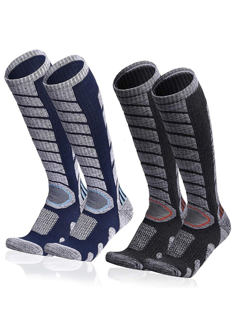 Generic Knee High Compression Socks Sports Comfortable Socks Fit Athletic Ski Socks Snowboarding Socks Skiing Calf Socks Winter Long Socks for Women Men Sport Running Travel 2Pairs  - Image 1