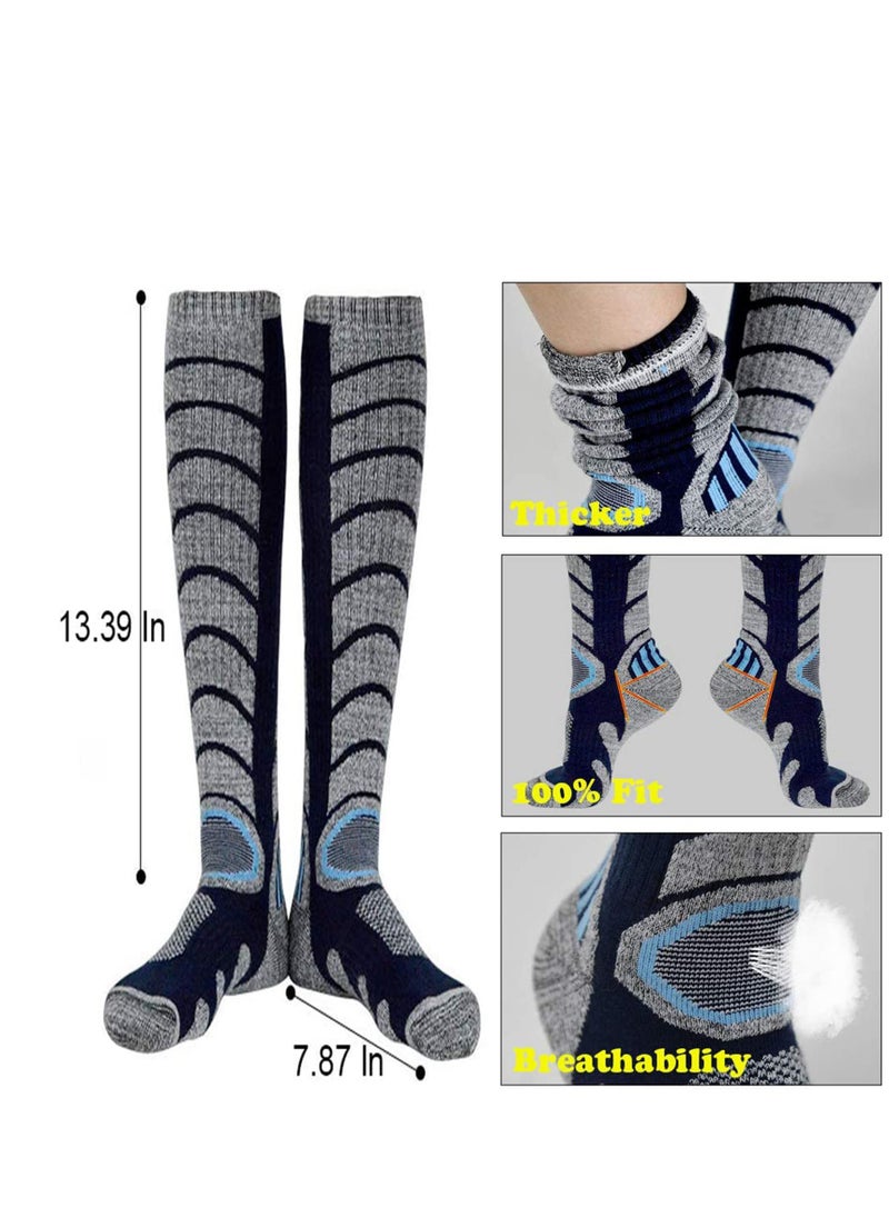 Generic Knee High Compression Socks Sports Comfortable Socks Fit Athletic Ski Socks Snowboarding Socks Skiing Calf Socks Winter Long Socks for Women Men Sport Running Travel 2Pairs  - Image 5