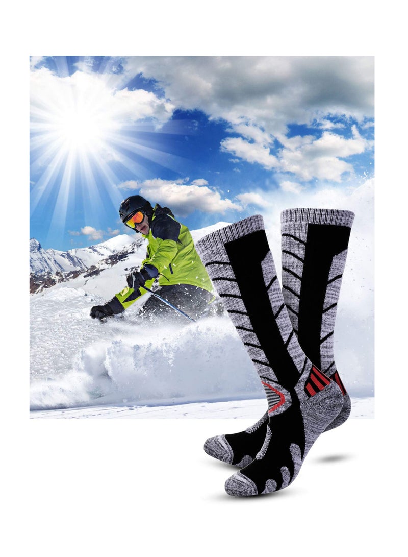 Knee High Compression Socks Sports Comfortable Socks Fit Athletic Ski Socks Snowboarding Socks Skiing Calf Socks Winter Long Socks for Women Men Sport Running Travel 2Pairs