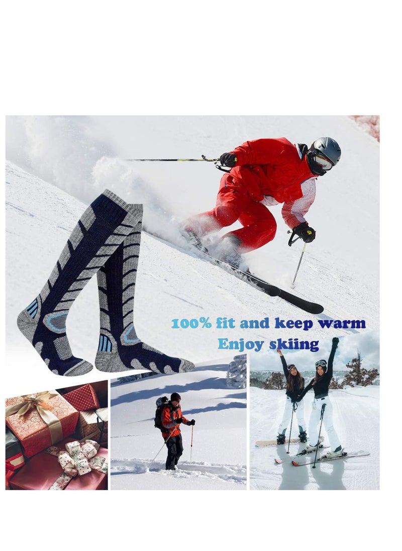 Generic Knee High Compression Socks Sports Comfortable Socks Fit Athletic Ski Socks Snowboarding Socks Skiing Calf Socks Winter Long Socks for Women Men Sport Running Travel 2Pairs  - Image 2