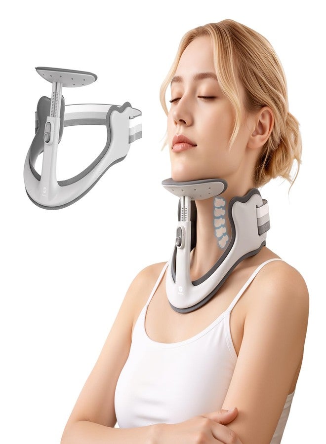 Owlprince Posture Corrector for Neck & Cervical Spine Alignment - 360° Adjustable Neck Collar with 28 Levels, Memory Foam Support for Pain Relief, Tech Neck, Hump & Forward Head Posture (Gray, Large) - Image 1