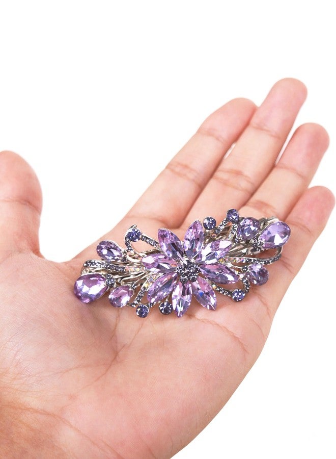 Sankuwen Flower Luxury Jewelry Design Hairpin Rhinestone Hair Barrette Clip,Also Perfect Mother's Day Gifts for Mom (Purple) - Image 5