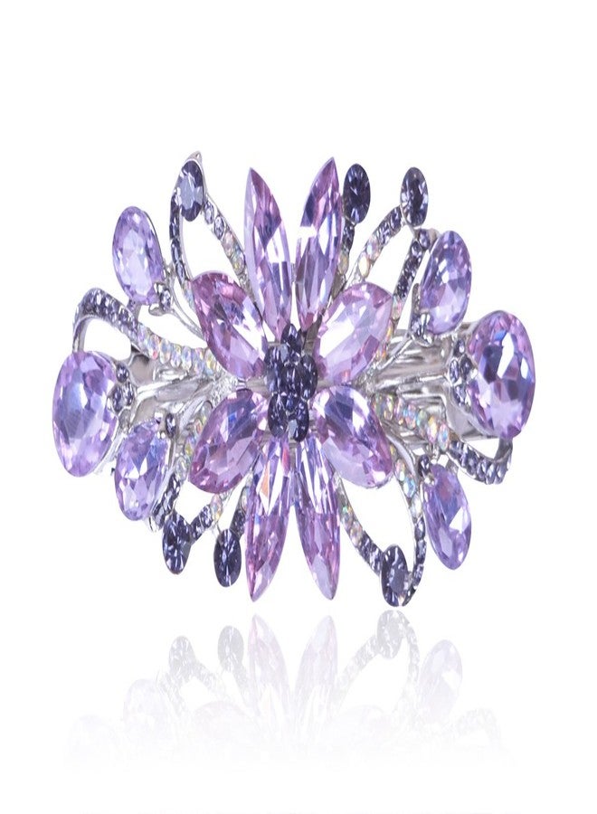 Sankuwen Flower Luxury Jewelry Design Hairpin Rhinestone Hair Barrette Clip,Also Perfect Mother's Day Gifts for Mom (Purple) - Image 1