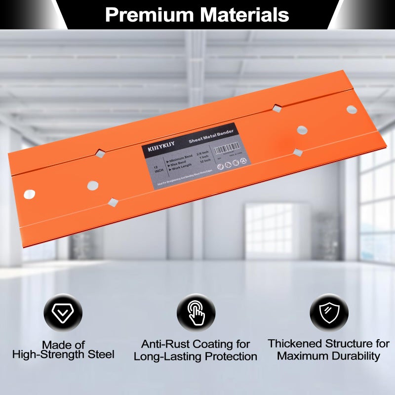 Kbiykuy Sheet Metal Bender Folding Tool, 18 Inch Hand Seamer for HVAC Ductwork, Roofing & Metal Panels, 3/8" & 1" Fold Depth, Heavy Duty Steel Brake with High-Visibility Orange Finish - Image 5