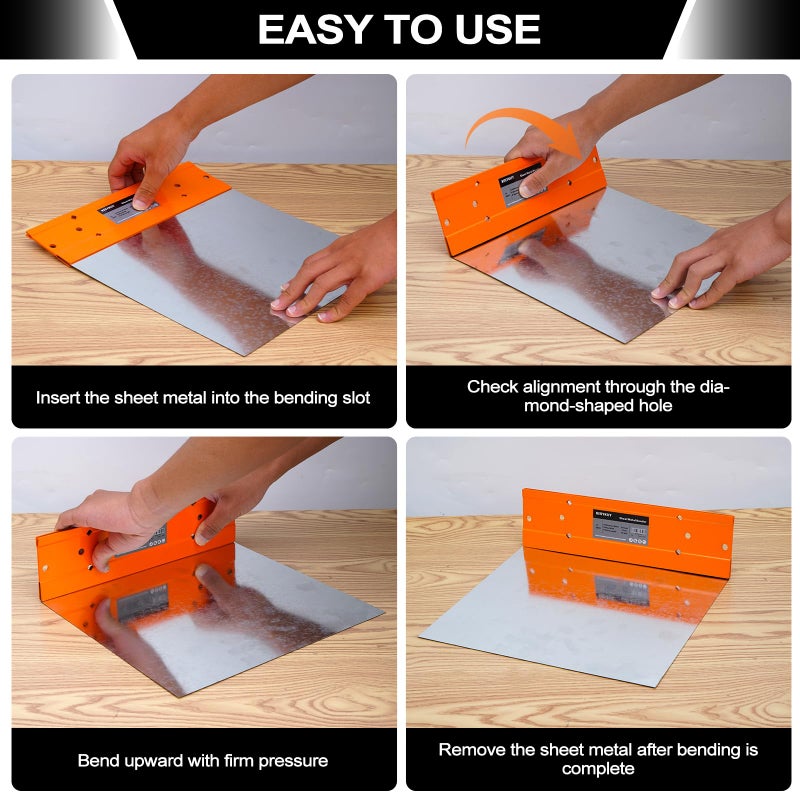 Kbiykuy Sheet Metal Bender Folding Tool, 18 Inch Hand Seamer for HVAC Ductwork, Roofing & Metal Panels, 3/8" & 1" Fold Depth, Heavy Duty Steel Brake with High-Visibility Orange Finish - Image 4