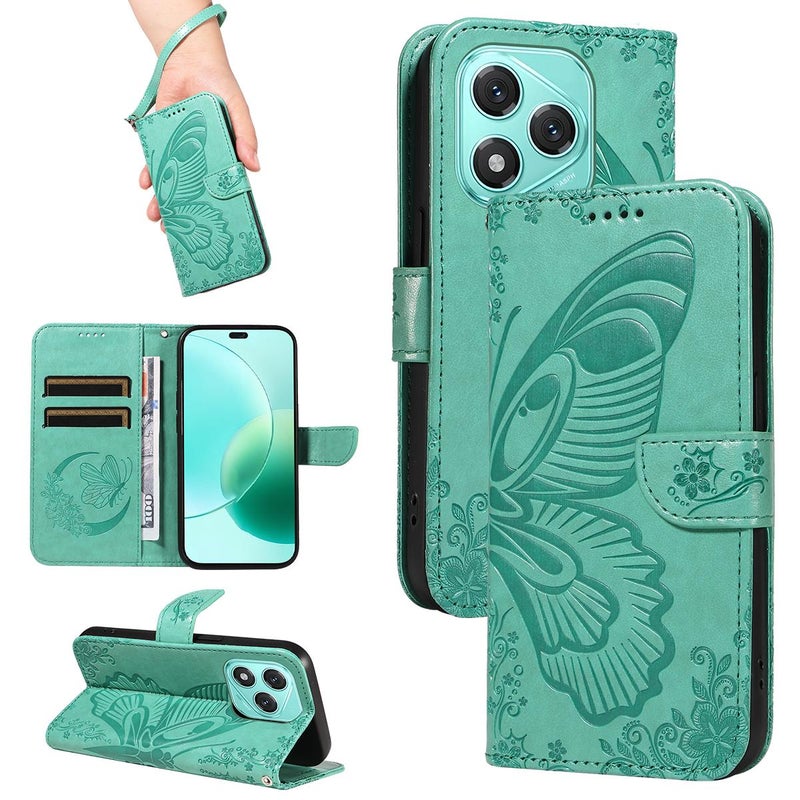 HuHa Protective Cover For Honor 400 Lite Global Swallowtail Butterfly Embossed Leather Phone Case(Green) - Image 1