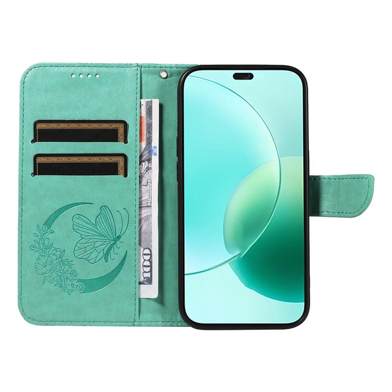 HuHa Protective Cover For Honor 400 Lite Global Swallowtail Butterfly Embossed Leather Phone Case(Green) - Image 5