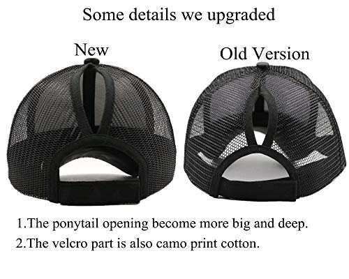 ProMindFun Womens Ponytail High Messy Bun Hats Distressed Baseball Caps Unconstructed Washed Dad Hat Girls Trucker Ponycaps - Image 4