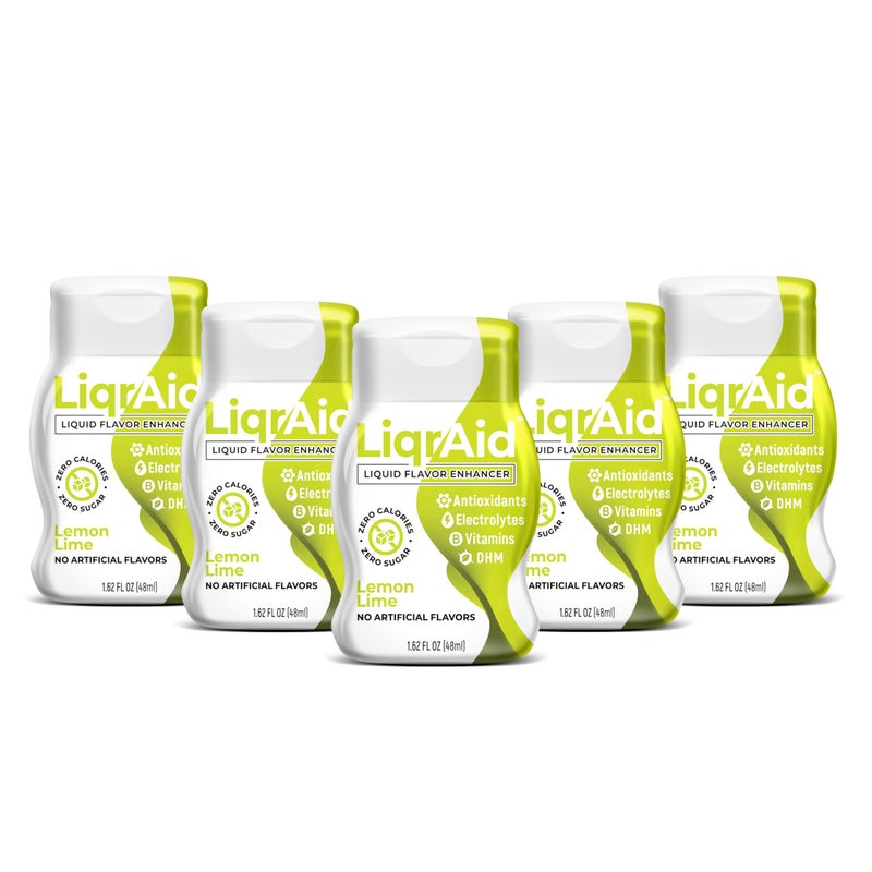 معزز نكهة سائل ليكر إيد بنكهة الليمون واللايم، 5 عبوات، يصنع 120 مشروب، نكهة ماء مع إلكتروليتات، مزيج مشروبات طبيعي ومعزز ماء مرطب خالي من السكر للكوكتيليات والمشروبات غير الكحولية، 1.62 أونصة سائلة - Image 1