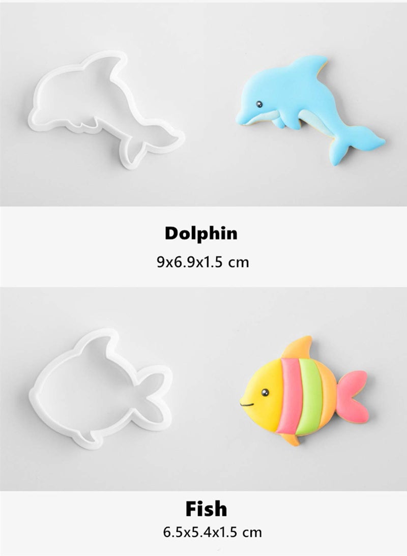 Chchmu Cookie Cutters 8 Pieces Biscuit Sandwich Cutter Dolphin Whale Octopus Fish Shapes Vegetables Fruits Bread Crust Slicer Kit for Kids Bento Lunch Box - Image 4