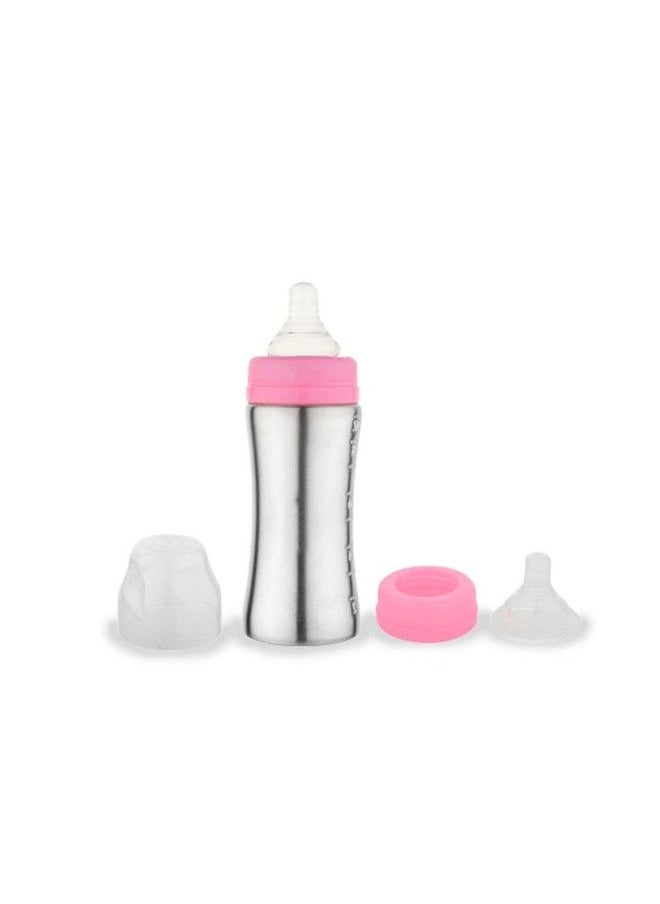 Chinmay Kids زجاجة رضاعة للأطفال حديثي الولادة من الفولاذ المقاوم للصدأ معزولة حرارياً خالية من BPA (الفولاذ الوردي 250 مل)  - Image 1