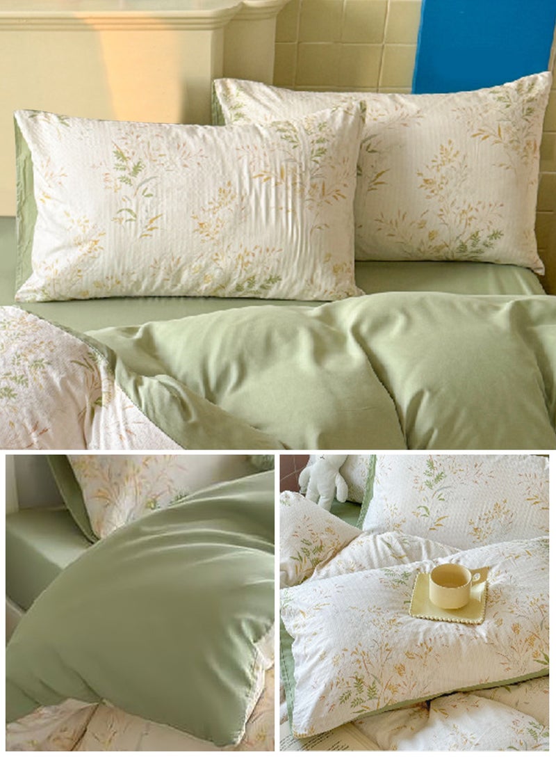 INFOSUN 4-Piece Luxury Bedding Set - Queen Size Duvet Cover 200x230cm + Fitted Sheet 230x230cm + 2 Pillowcases 48 x 74cm- Wrinkle-Resistant & Ultra-Soft Microfiber Polyester - Sage Green - Image 2