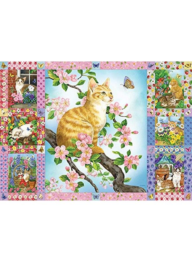 Cobble Hill 1000 Piece Puzzle Blossoms And Kittens Quilt Sample Poster Included - Image 2