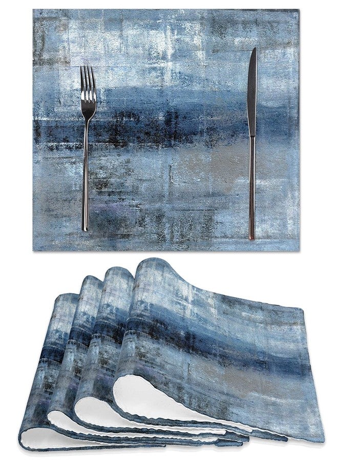 AILUER Blue and Grey Placemats Set of 4 Modern Abstract Art Placemats Heat Resistant Non-Slip Artwork Dining Placemats Washable Table Mats for Home Kitchen (Blue and Grey, 18"X12") - Image 1