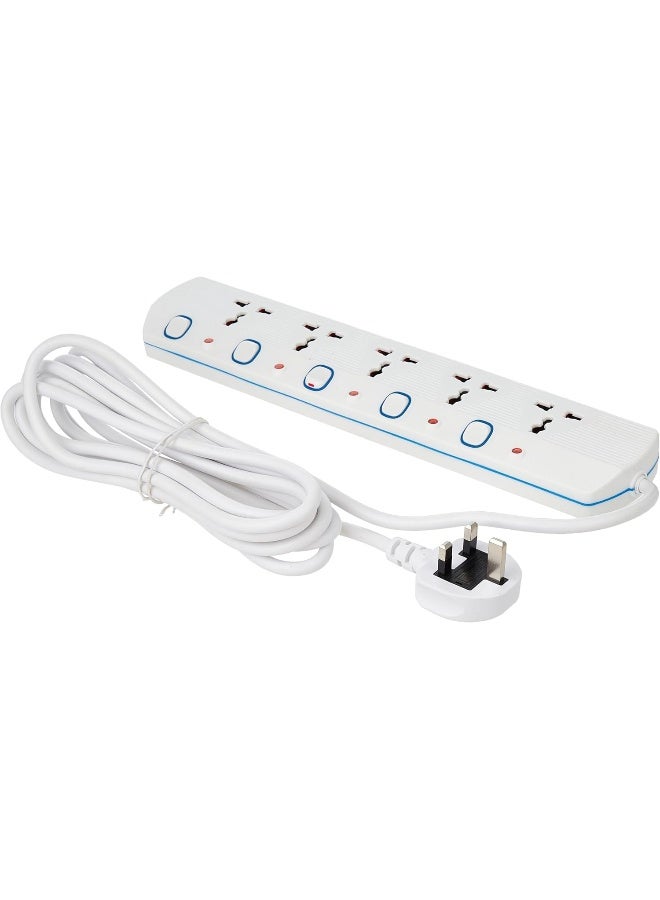 OSHTRACO مقبس تمديد عالمي 5-way من أوشتراكو مع سلك بطول 2 متر - Image 3