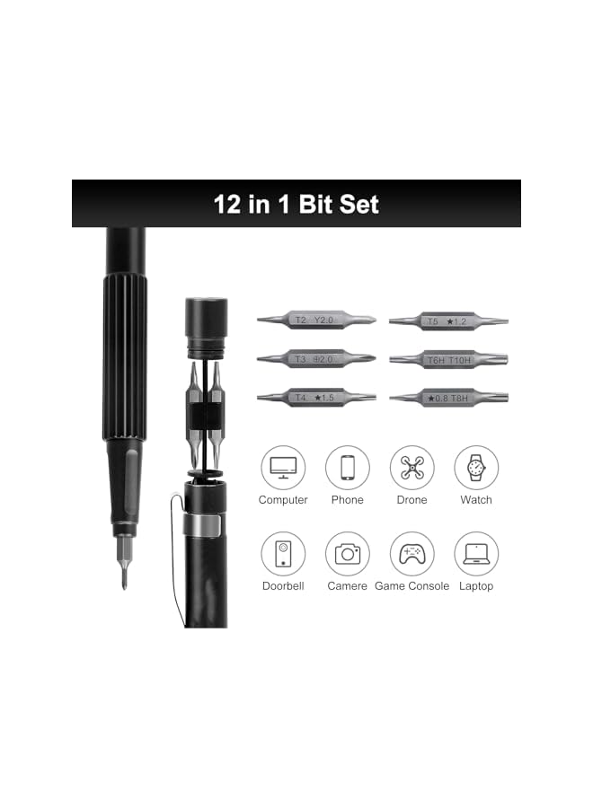 PROMASS 13-in-1 Precision Screwdriver, Multi-Bit Small Screwdriver Set,Mangetic Pen Shape Pocket Screwdriver with Torx T5 T6 T8 T10, Pentalobe P5, Triwing Y00, for Phone, Computer, Laptop, Watch, Eyeglass - Image 4