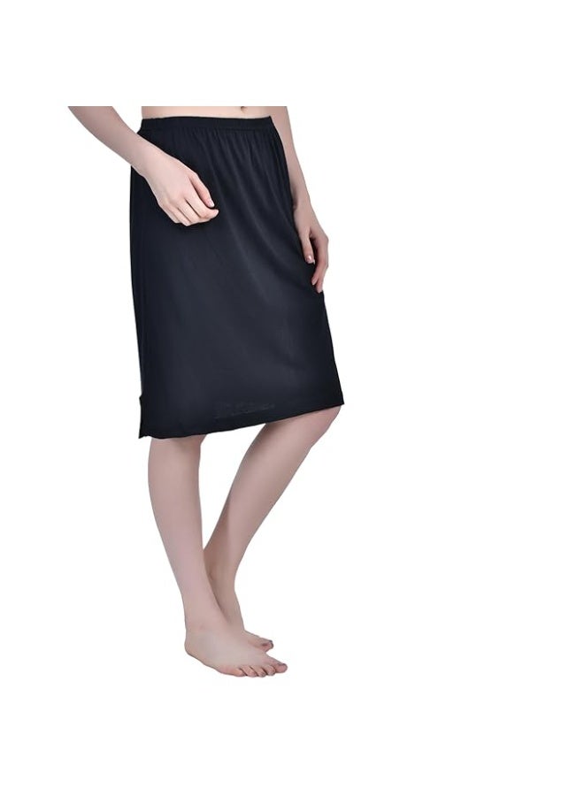 Aimly Women's Cotton Knee Length Skirt - Black (Pack of 1) - Image 3